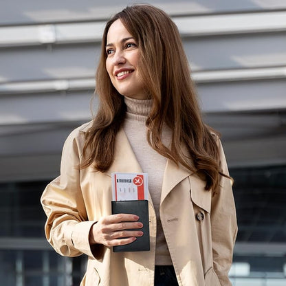 HIFA Leather Passport Holder, Handmade Passport Cover with Card and Ticket Slot - Genuine Leather, Elegant Design, Easy Access - Passport Case, Passport Wallet, Passport Holder