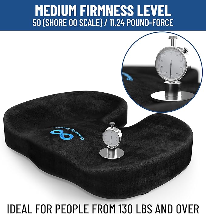 Everlasting Comfort Doctor Recommended Memory Foam Seat Cushion for Office Chairs & Car - Ergonomic Office Desk Accessories - Cushions for Tailbone Pain Relief, Sciatica & Back Support Pillow