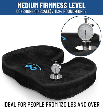 Everlasting Comfort Doctor Recommended Memory Foam Seat Cushion for Office Chairs & Car - Ergonomic Office Desk Accessories - Cushions for Tailbone Pain Relief, Sciatica & Back Support Pillow