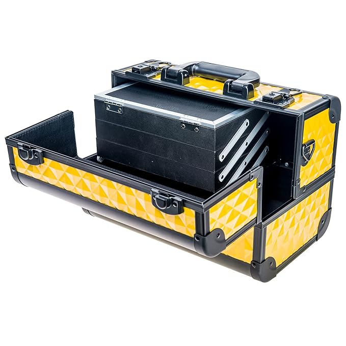 SHANY Premier Fantasy Professional Makeup Train Case Cosmetic Box Portable Makeup Case Organizer Jewelry storage with Locks, 3 Trays, Makeup Brush Holder and Cosmetics Mirror - NY Taxi