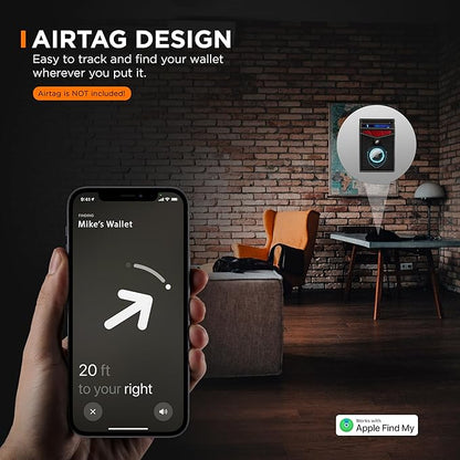 SERMAN BRANDS AirTag Wallet - RFID Blocking Mens Minimalist Money Clip Wallet for Airtag - Full Grain Leather Slim Bifold Front Pocket for Air Tag Wallets for Men. Gift (CA Desert Air)