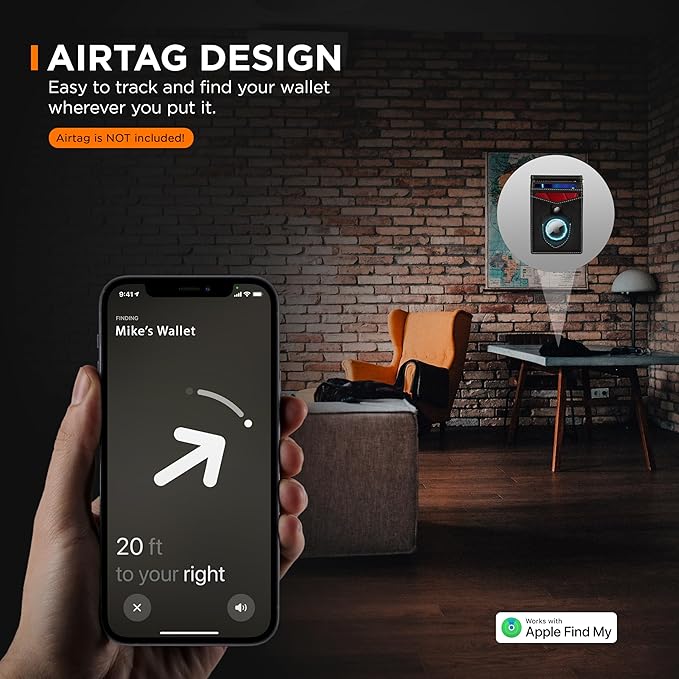 SERMAN BRANDS AirTag Wallet - RFID Blocking Mens Minimalist Money Clip Wallet for Airtag - Full Grain Leather - Slim Bifold. Front Pocket for Air tag Wallets for men. Gift (Texas Brown Air)