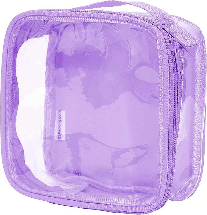 EzPacking Clear TSA Approved 3-1-1 Travel Toiletry Bag for Carry On/Quart Size Transparent Liquids Pouch for Airport Security/Reusable See Through Vinyl & PVC Plastic Organizer Men Women (Lilac)