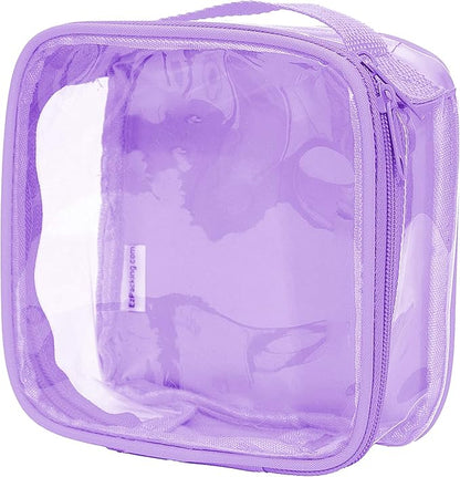 EzPacking Clear TSA Approved 3-1-1 Travel Toiletry Bag for Carry On/Quart Size Transparent Liquids Pouch for Airport Security/Reusable See Through Vinyl & PVC Plastic Organizer Men Women (Lilac)