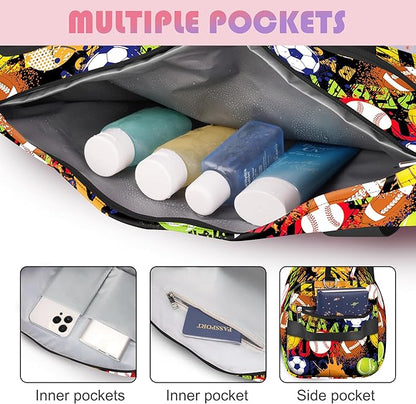 Kids Overnight Duffle Bag Boys Sport Gym Bag with Shoe Compartment & Wet Pocket, Carry On Weekender Travel Bag for Kid Boys