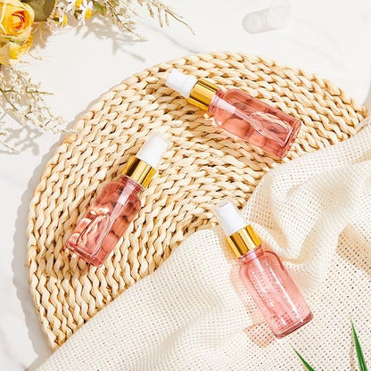 Roshtia 30 Pcs 1oz/ 30 ml Rose Gold Glass Spray Bottle Refillable Perfume Atomizer Clear Decorative Empty Bottles with Fine Mist Sprayer Pump for Face Body Travel