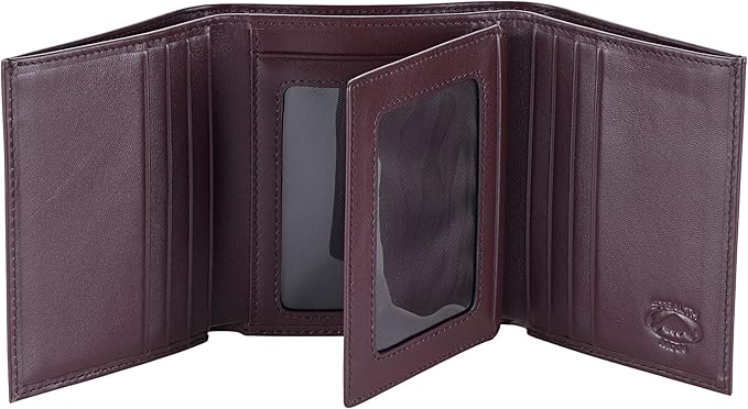 Stealth Mode Leather Trifold RFID Wallet For Men With Flip Out ID Holder