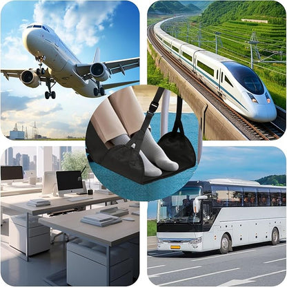 2 Pcs Length Adjustable Airplane Foot Hammock Foot Rest Sling for Travel Airplane Flights