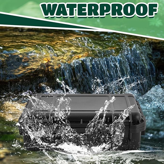 1 Pcs 18.3 x 13.4 x 7.2 Inch Waterproof Hard Case with DIY Customizable Foam Insert Portable Protective Case with Knife for Camera Drones Equipments Tools Test Instruments (Black)