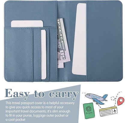 Frienda 2 Pieces Bridal Passport Covers Holder Waterproof Leather Holder Covers Travel Wallet Passport Case for Women and Men