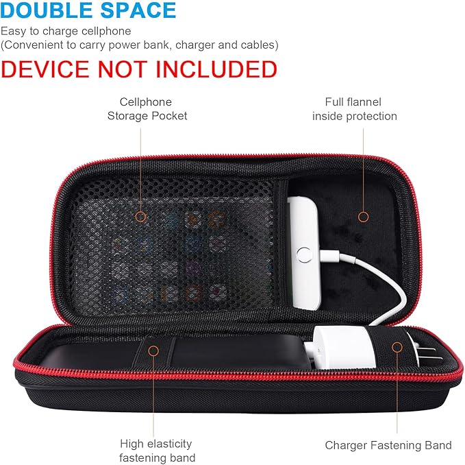 Power Bank Hard Travel Case Medium Compatible RAV Power 26800/20100/20000mAh, Anker Power Core 26800mAh/ PowerCore +26800mAh, INIU 10000mAh and Miady 10000/15000mAh (Medium Black)