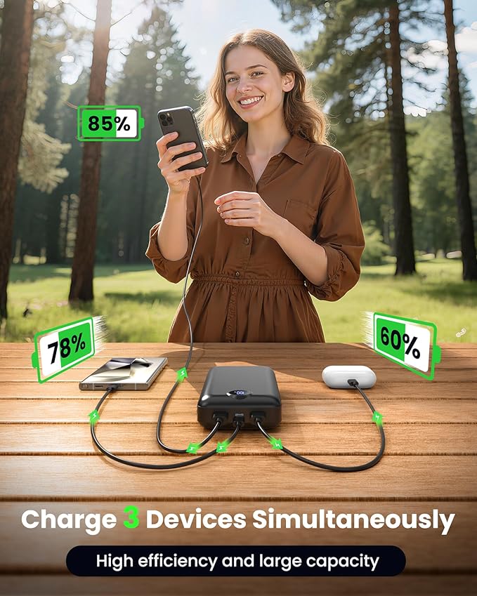 Portable Charger Power Bank 50000mAh 22.5W Fast Charging Battery Bank USB C External Battery Pack with 3 Output & 2 Input Digital Display for iPhone 17/16/15/14/13/12, Samsung etc Black