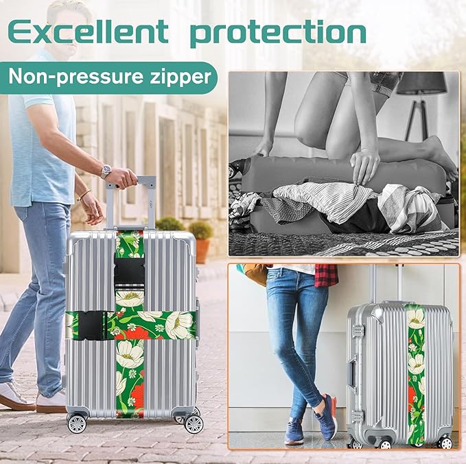 Slohif Luggage Straps for Suitcases Travel Belt Accessories Luggage Connector Identifiers Over Handle with Buckle Unique Nylon Adjustable Strap for Sleeping Bag Car Seat Green(2 Pack)