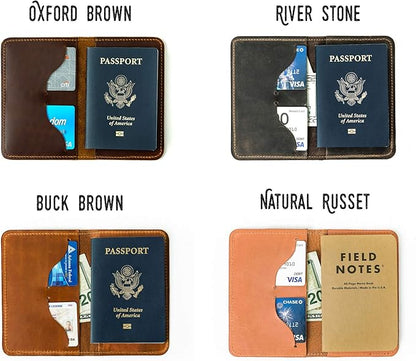 Leather Passport Cover, Field Notes Cover Wallet, Travel Passport Cover, Personalized Wallet Cover, Custom Full Grain Leather Passport, Passport Holder, Made in USA