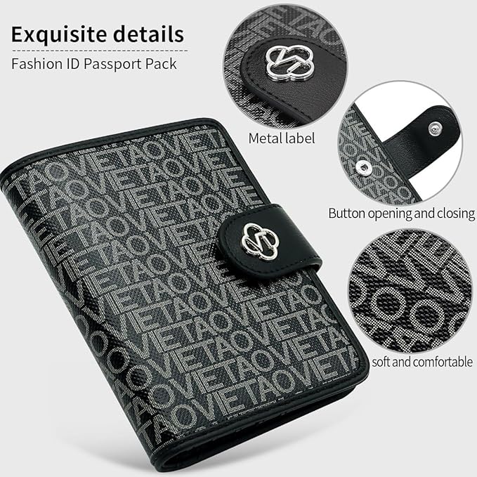 Passport Holder Wallet Bag with AirTag Holder, Card Slots and Passport Solt Ticket Cash Solt, Photo Solt Sim Card Pen Slot.Black