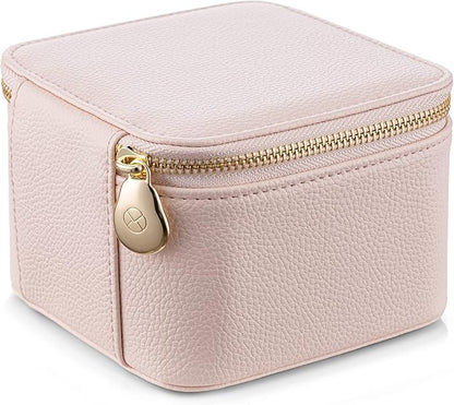 Vlando Jewelry Box with 6 Velvet Jewelry Bags Travel Jewelry Storage Box for Women Girl Jewelry Organizer Necklace Rings Earrings Bags Wedding Gifts Christmas Gifts for Women(Pink)