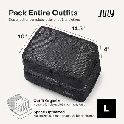 Packing Cells - 4 Set Packing Cubes Luggage Organizer Bags (S, M, 2 x L), Must-Have Suitcase Organizer for Travel, Road Trip & Camping Accessories, Stain-proof, Washable, 3 Sizes - Charcoal