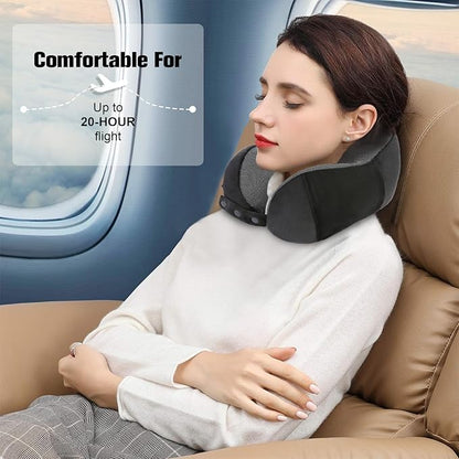 Neck Pillow for Traveling, Travel Pillows for Airplanes,100% Pure Memory Foam Travel Neck Pillow, Adjustable Flight Pillow, Portable Plane Accessories with Eye Mask, Earplugs, Carry Bag