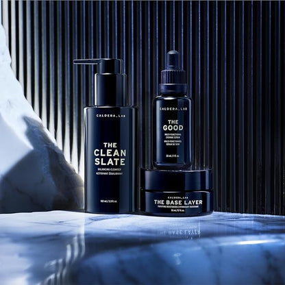 Caldera + Lab Men’s Skincare Set – The Regimen Rich: Cleanser, Moisturizer & Night Serum | Hydrating, Firming & Smoothing | Niacinamide, Clean, All Skin Types