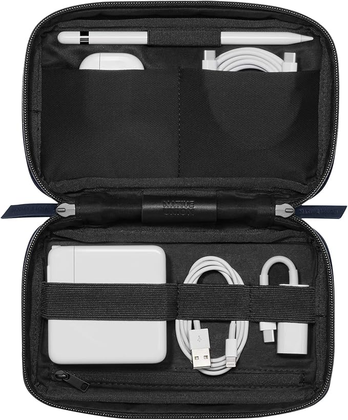 Native Union Stow Organizer – Premium Travel Tech Kit Crafted with Durable Canvas – Keep Essentials Organized with Flexible Storage & Quick-Access Pocket for Cables, Chargers, SIM Card & More (Indigo)