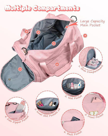 Cute Christmas Gifts, Girls Gym Bag, Kids Personalized Dance Bags with Shoe Compartment, Customized Travel Tote with Toiletry Bag, 6 Year Old Girl Birthday Gift (Letter Y)