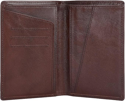 Polare Functional RFID Blocking Leather Passport Holder Travel Bifold Wallet For Men (Coffee)