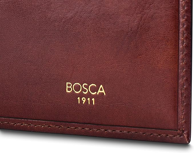 Bosca Old Leather Passport Holder For Men & Women - RFID Blocking, Travel Passport Wallet With Classic Finish, Gift Packaging Included Dark Brown