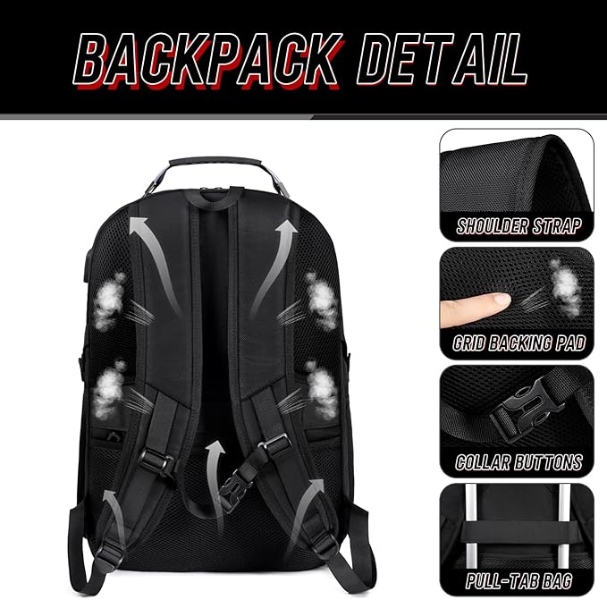 Z-MGKISS 18.4 Large Travel Backpack, USB Computer Bagpack Fits 18.4 Inch Laptop, Business Backpack for Men, TSA Flight Approved, Laptop Backpacks, Black