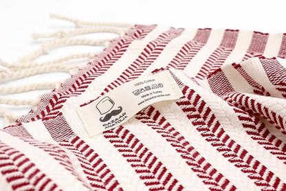 Bazaar Anatolia Turkish Beach Towel – 100% Cotton, Quick Dry, Sand Free Towel for Bathroom, Travel, Camping – Oversized 71x39 Inches – Arpa Maroon