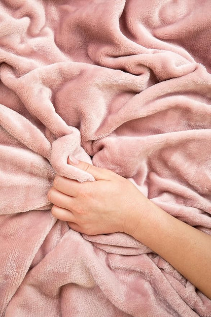 EverSnug Travel Blanket and Pillow - Ultra-Soft, Compact & Lightweight, 65x40 Inches, with Carry Case, Luggage Sleeve & Backpack Clip for Airplane Comfort (Light Pink)