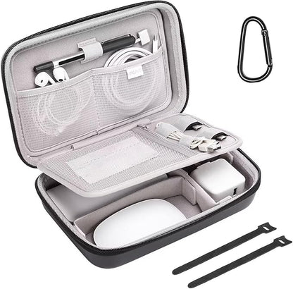 MOSISO Electronic Organizer Travel Case Compatible with MacBook Power Adapter, Compatible with Magic Mouse & Pencil, SD Card, USB Flash Disk with 4 Modular Insert & 2 Cable Tie & Snap Hook, Black
