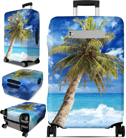 Slohif Luggage Cover for Suitcase Tsa Approved Protector - Luggage Sleeve Large Suit Case Cover Travel Stretch Baggage Case Protective Washable Fit 31-32 Inch Hawaii XL