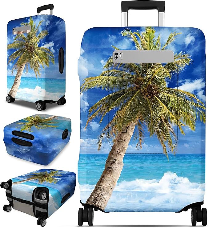 Slohif Luggage Cover for Suitcase Tsa Approved Protector - Luggage Sleeve Large Suit Case Cover Travel Stretch Baggage Case Protective Washable Fit 24-27 Inch Hawaii M