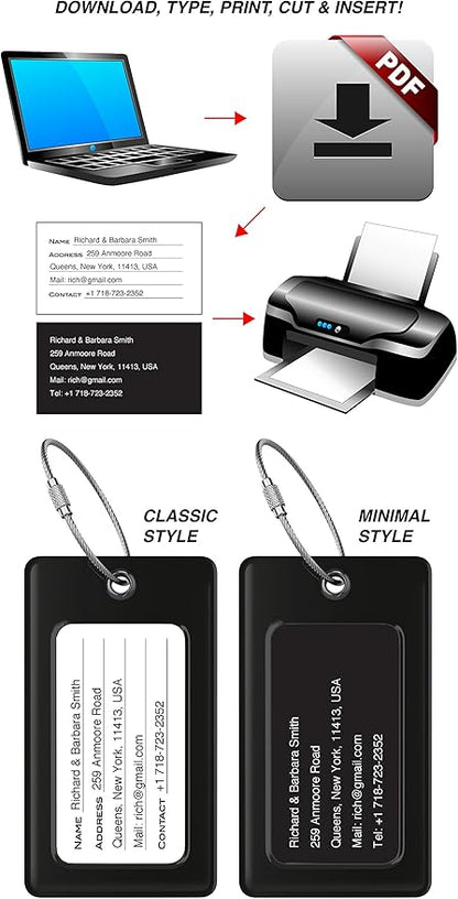 Luggage Tags Business Card Holder by TUFFTAAG - Durable Travel ID Bag Tag, Secure & Flexible, Perfect for Suitcases, Backpacks, and Carry-Ons, Easy Identification