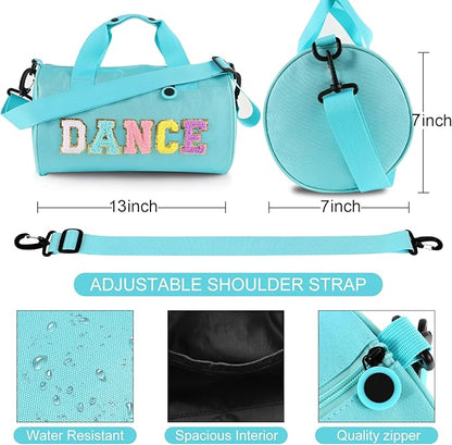 Dance Ballet Bag for Girls Sport Gym Duffle Bags Overnight Travel Bags Fun Dance Workout Duffel Bag Toddler Cute Bag for Dancers, Girls, Teens, Student Athletes (Bule)