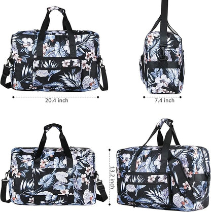 F.FETIVIN Weekender Bag Carry On Travel Duffle Medium Overnight Bag for Women(Floral Leaf)