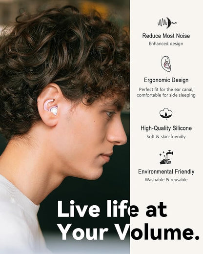 SUPCEAT Ear Plugs for Sleeping - Noise Reduction Soft Silicone Earplugs, 2 Pairs Reusable Hearing Protection Earplugs for Noise Sensitivity, Sleep,Snore,Travel, Sound Reduction Noise Cancelling - Pink