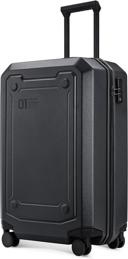 NINETYGO Carry On Luggage 22x14x9 Airline Approved, Carry On Suitcase with Smooth Double Spinner Wheels, Hard Shell PC+ABS Suitcase Carry-On, Lightweight Travel Luggage, TSA Approved (Black, Sahara)