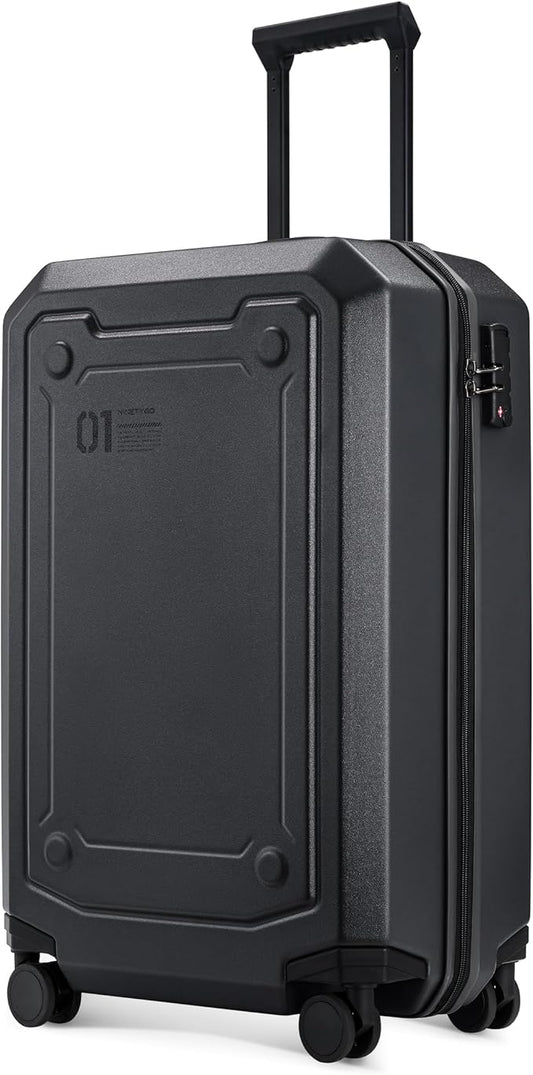 NINETYGO Carry On Luggage 22x14x9 Airline Approved, Carry On Suitcase with Smooth Double Spinner Wheels, Hard Shell PC+ABS Suitcase Carry-On, Lightweight Travel Luggage, TSA Approved (Black, Sahara)