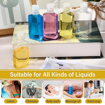 LemonRoad 150 Pcs 1 oz Travel Bottles Bulk Hand Sanitizer Bottle Mini Clear Bottles with Flip Caps Portable Empty Refillable Containers for Shampoo Lotion Liquid Body Soap Cream Toiletries(Clear Lid)