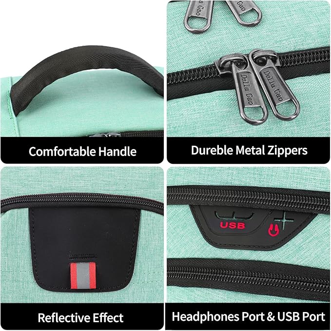 Della Gao Travel Laptop Backpack, Anti Theft Backpack for Men and Women with USB Slit Business Computer Backpack Bag (Green, 15.6 Inch)