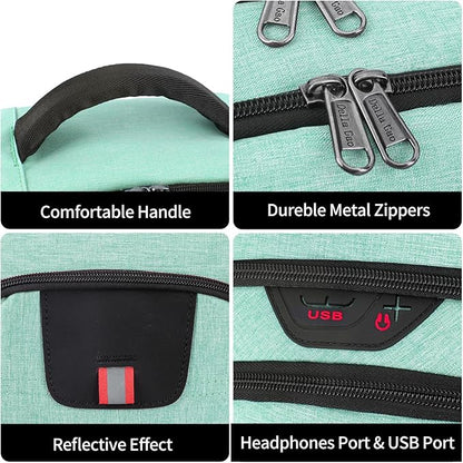 Della Gao Travel Laptop Backpack, Anti Theft Backpack for Men and Women with USB Slit Business Computer Backpack Bag (Green, 15.6 Inch)