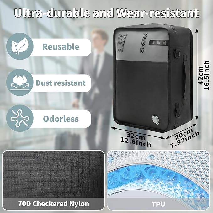 Compression Packing Cubes for Travel, Vacuum Bags for Business Trip, Professional IP67 Reusable Packing Cubes for 20 inch Suitcases, Organizer Bags for Luggage for Women & Men(1 PACK, No Pump)