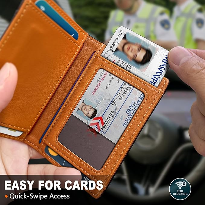 Magnetic Closure Slim Wallet for Men with Money Clip Gift Boxed,Genuine Leather Front Pocket Wallet, 3.9"x 2.7", RFID Blocking