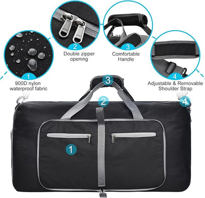 Felipe Varela Duffle Bag with Shoes Compartment and Adjustable Strap,Foldable Travel Duffel Bags for Men Women,Waterproof Duffel Bags