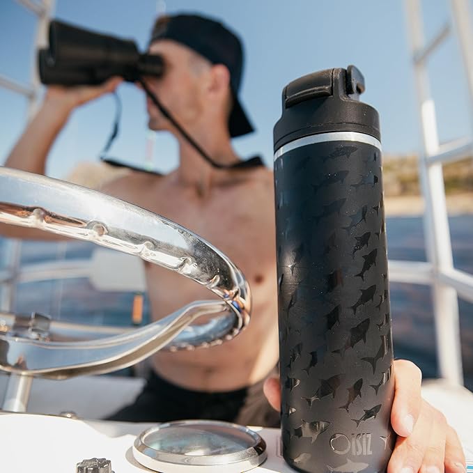 OISIZ Insulated Water Bottle 24 oz with 2 in 1 Spout and Straw Lid,One Click Safety Lock,100% Leakproof,Keep Cold 24H,Vacuum Stainless Steel Water Bottle for School,Travel and Sports,Dishwasher Safe