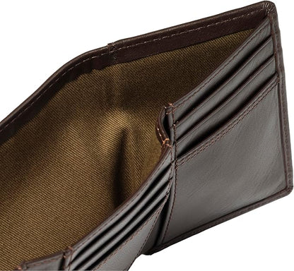 House of Jack Co. Dutton RFID Trifold Wallet for Men with Flip Out ID, Full Grain Cowhide Leather Wallet, Brown