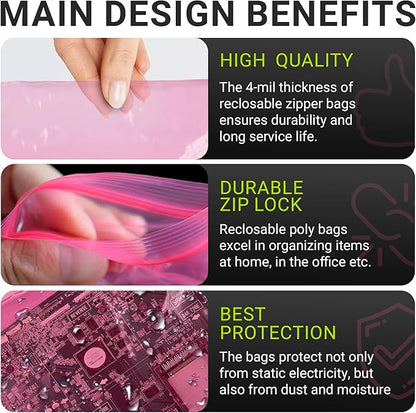 APQ Plastic Reclosable Zipper Bags, 3 x 5 Inch. Pack of 1000 Anti Static Poly Bag. Plastic Jewelry Bags. Anti Static Bag Resealable. Resealable Plastic Bags. Jewelry Poly Bags Reclosable