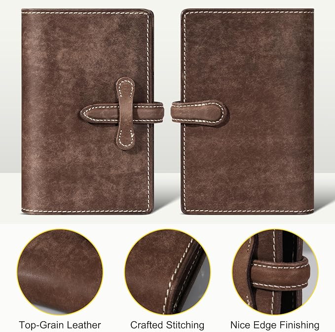 Leather Passport Holder for Travel Women Men, RFID Blocking Card Slot, Top-Grain leather with Magic Buckle, Boarding Pass Pocket,Retro Passport Wallet,khaki
