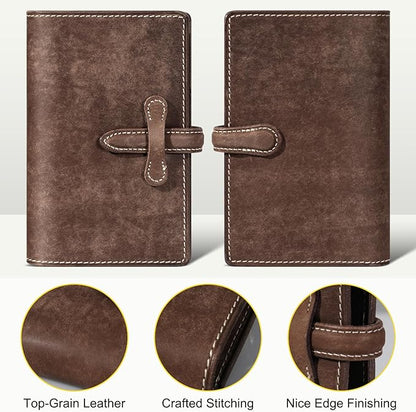 Leather Passport Holder for Travel Women Men, RFID Blocking Card Slot, Top-Grain leather with Magic Buckle, Boarding Pass Pocket,Retro Passport Wallet,khaki